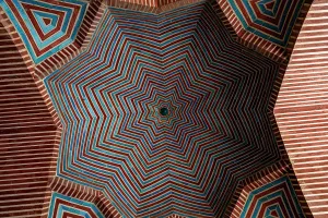 Artistry Prints: Decorative ceiling of Shah Jahan Mosque showcasing intricate geometric patterns and colors