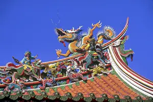 Taipei Prints: Decorative elements on the roof of the Bao-an temple in Taipei highlight traditional architecture