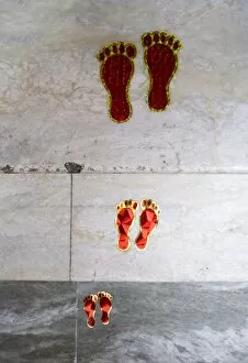 Images Dated 17th October 2009: Decorative footsteps indicating a welcome into a Hindu household at Diwali festival time