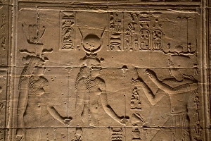 Temple Of Isis Prints: Decorative wall reliefs, Temple of Isis, Island of Philae, UNESCO World Heritage Site