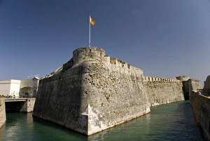 Images Dated 10th May 2009: Defensive city wall and moat across the narrow approach isthmus, Ceuta
