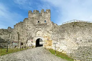 Albania Prints: Defensive walls ramparts at entrance to Berat Castle UNESCO World Heritage Site
