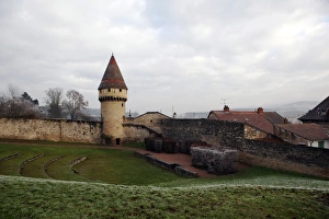 Cluny Prints: Defensive walls and tower, Cluny, Burgundy, France, Europe