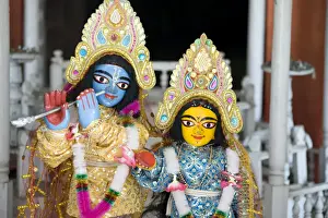 West Bengal Prints: Deities Sri Krishna and Sri Radhika (Radha) in the Lalji temple, Kalna