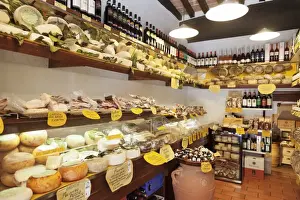Pienza Prints: Delicacies Shop selling Pecorino Cheese and Ricatino Bacon
