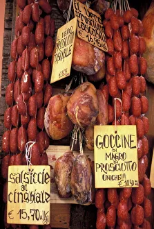 Umbria Prints: Delicatessen shop, Norcia, Umbria, Italy, Europe
