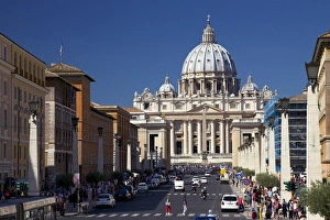 Basillica Prints: Via della Conciliazione and St. Peters Basilica, Vatican, Rome, Lazio, Italy, Europe