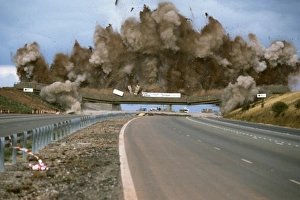 Nottinghamshire Prints: Demolition of bridge over the M1 Motorway at the junction with the A42