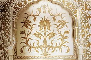 Floral Design Prints: Depiction of an iris painted on wall in dining area