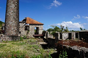 Crumbling Prints: Derelict old sugar mill, Nevis, St. Kitts and Nevis, Leeward Islands, West Indies