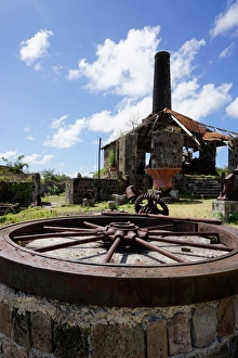 Derelict old sugar mill, Nevis, St. Kitts and Nevis, Leeward Islands, West Indies