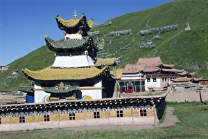 Qinghai Prints: Derlong, Red Sect Monastery, at Jigzhi in Qinghai, China, Asia
