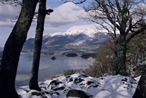 Derwentwater and Skiddaw in winter, Lake District National Park, Cumbria