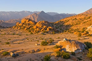 Images Dated 20th May 2008: Desert landscape near Tafraoute at sunset, southern Morocco, North Africa, Africa