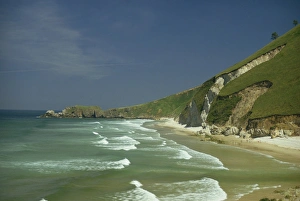 Asturias Prints: Almost deserted beach on the coast near Gijon in Asturias