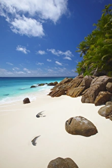 Sand Beach Prints: Deserted beach, La Digue, Seychelles, Indian Ocean, Africa