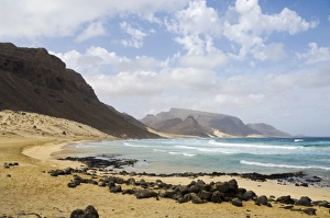 Deserted beach at Praia Grande, Sao Vicente, Cape Verde Islands, Africa