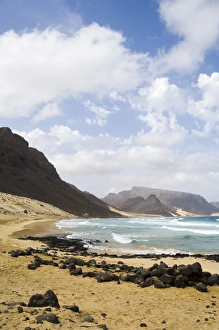 Deserted beach at Praia Grande, Sao Vicente, Cape Verde Islands, Atlantic Ocean, Africa