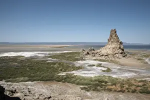 The desolate landscape of Lac Abbe, dotted with limestone chimneys, Djibouti, Africa