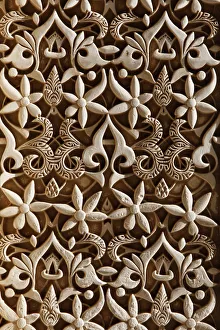 Backgrounds Prints: Detail, Nasride Palace sculptures, Alhambra, UNESCO World Heritage Site, Granada