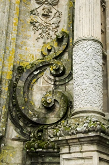 Santiago De Compostela Prints: Details on the front of Santiago Cathedral