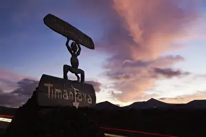 On Holiday Destination Prints: Devil logo and volcanoes, Parque Nacional de Timanfaya (Timanfaya National Park)