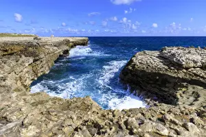 Antigua Prints: Devils Bridge, geological limestone rock formation and arch, Willikies, Antigua