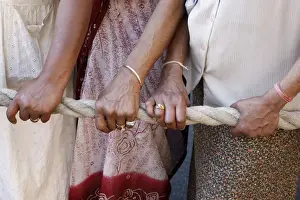Pulling Prints: Devotees pulling the rope of the giant chariot carrying Lord Krishna
