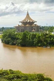 Dewan Undangan Negeri (DUN) Building, Sarawak River (Sungai Sarawak), Kuching, Sarawak, Malaysian Borneo, Malaysia