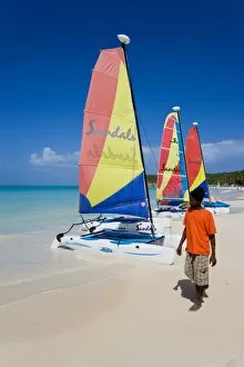 Images Dated 3rd February 2008: Dickenson Bay beach, the largest and most famous beach in Antigua, Leeward Islands