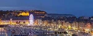 Ferris Wheel Collection: Dieppe harbour waterfront marina panorama at dusk, Dieppe, Seine-Maritime, Normandy