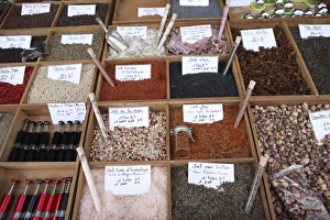 Signage Prints: Different types of salt in a street market on the French Riviera, Provence