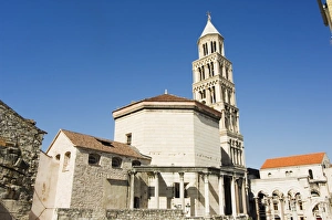 Diocletians Palace Roman ruins, cathedral tower, UNESCO World Heritage Site