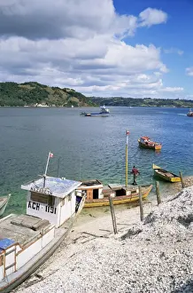 Chiloe Prints: Discarded shells outside shellfish processing plant, Dalcahue, Chiloe Island
