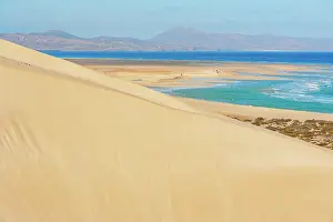 Dunes Prints: Discovering the beauty of Sotavento Beach with golden sands and blue waters in Fuerteventura