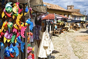Images Dated 28th May 2009: A display of colourful wooden fish for sale in a craft market in Trinidad