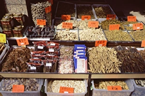 Cost Prints: Display of dried seafood, Des Voeux Road West, Hong Kong Island, Hong Kong, China, Asia