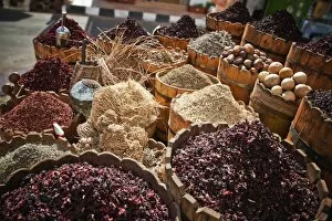 Display of spices and herbs in market, Sharm El Sheikh, Egypt, North Africa, Africa