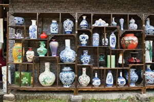 Decoration Collection: A display of vases at the Qing and Ming Ancient Pottery Factory, Jingdezhen city