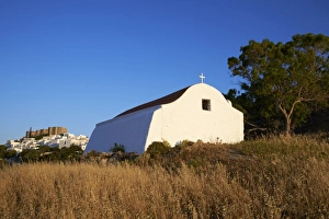 Greek Orthodox Prints: Distant view of Agios Ioanis Theologos (Monastery of St)