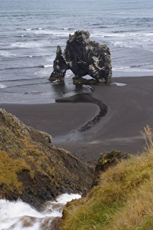 Images Dated 11th October 2008: The distinctive sea stack Hvitserkur (White Shirt), Vatsnes Peninsula, North coast