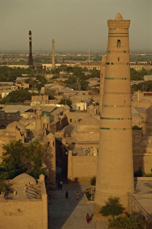 Khiva Prints: Djuma minaret from Kalta Minar, Khiva, Uzbekistan, Central Asia, Asia