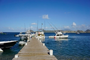 Dock at Oualie Beach, Nevis, St. Kitts and Nevis, Leeward Islands, West Indies, Caribbean