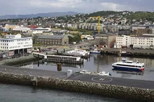 Docks in the Brattora District, Trondheim City, Nord-Trondelag Region, Norway