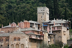 Mount Athos Prints: Dokhiariou Monastery on Mount Athos, Mount Athos, UNESCO World Heritage Site