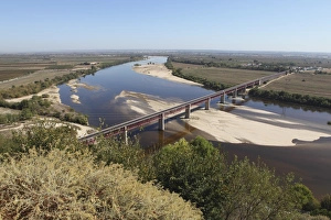 River Tagus Prints: The Dom Luis I Bridge across the River Tagus (Rio Tejo) at Santarem, Ribatejo