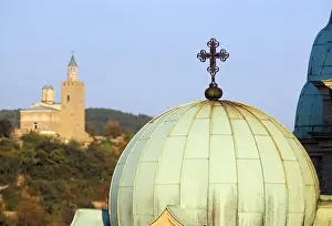 Symbolic Prints: Dome of cathedral of Rozhdbotbo and Patriarchal Complex on Tsarevets Hill