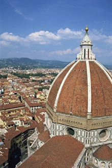 Dome of the cathedral with the skyline of Florence