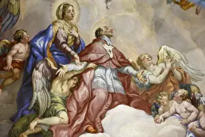 Vienna Prints: Dome fresco by Johann Michael Rottmayr depicting the Intercession of Charles Borromeo