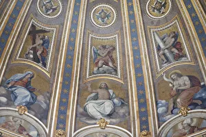 Vatican Prints: Detail of dome and frescoes in St. Peters Basilica, Vatican, Rome, Lazio, Italy